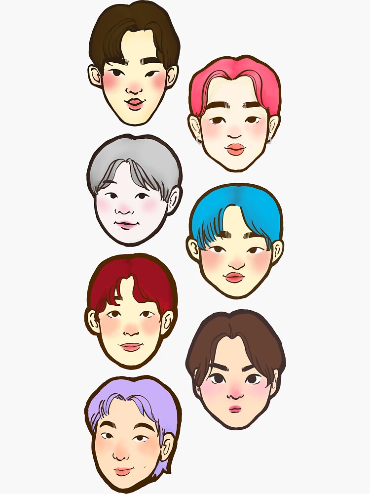 BTS sticker cartoon waterproof bts, jungkook, j hope, v, jimin, jin, rap monster RM, taehyung