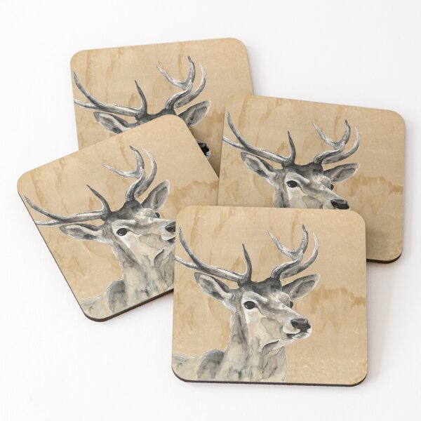 Item preview, Watercolour Stag on wood designed and sold by Lara Karpeljuk.