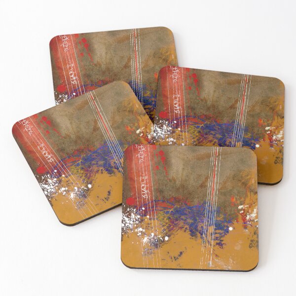 Item preview, Abstract Modern Art with White Lines and Red and Orange designed and sold by KALEIDOSCOPE UK.