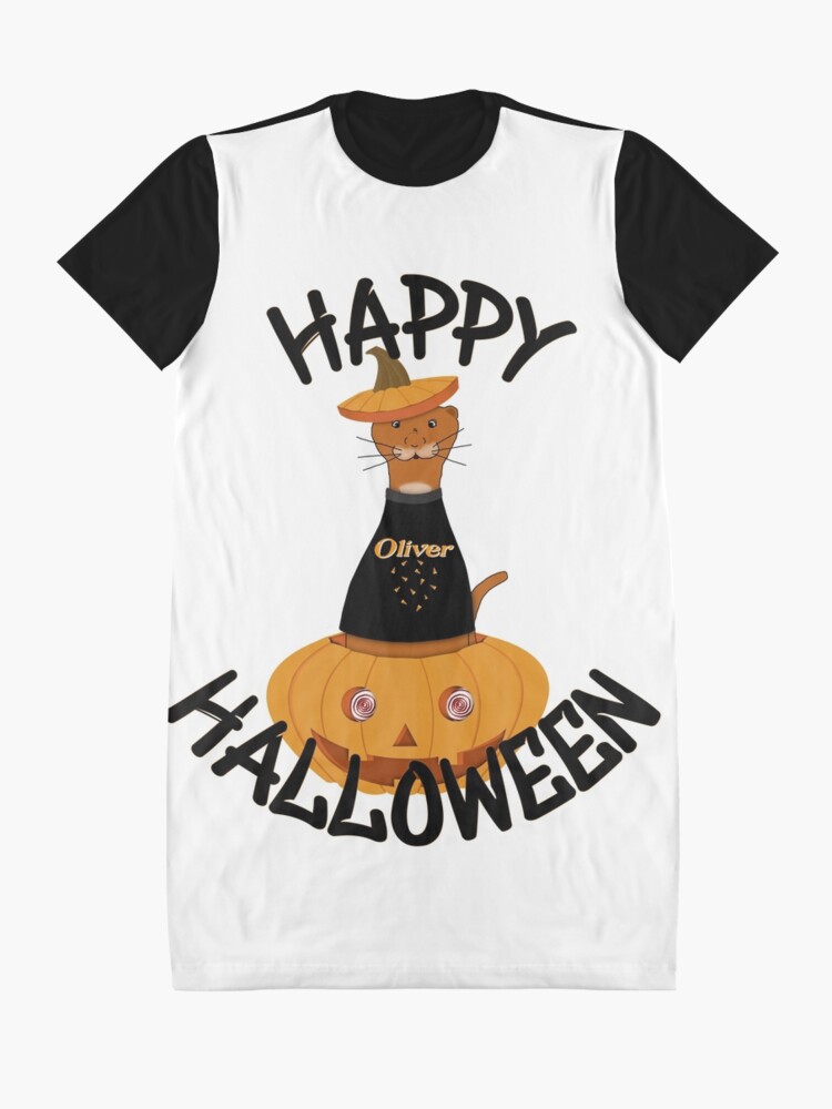 Alternate view of Happy Halloween Oliver! Graphic T-Shirt Dress