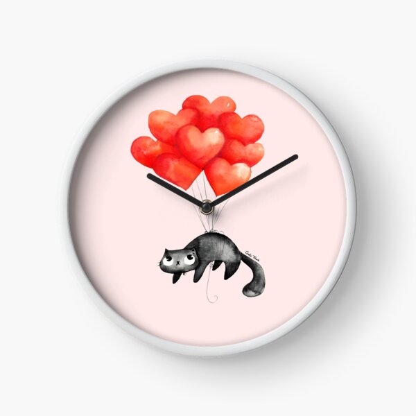 Valentine's day cat Clock