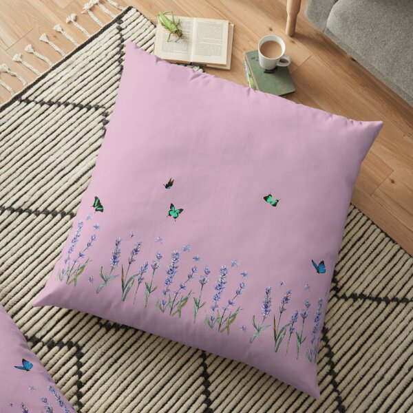 Watercolor Lavender And Butterflies Floor Pillow