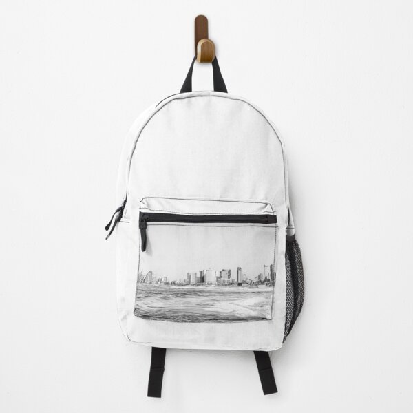 Item preview, Black and White Tel Aviv Skyline beach in Israel nature photography designed and sold by Prints Actually.
