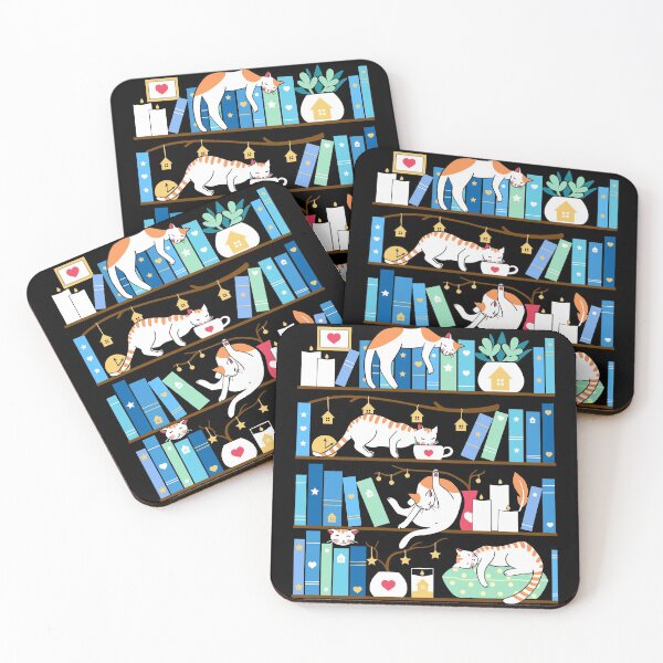 Item preview, Library cats - turquoise morning designed and sold by Elenanaylor.