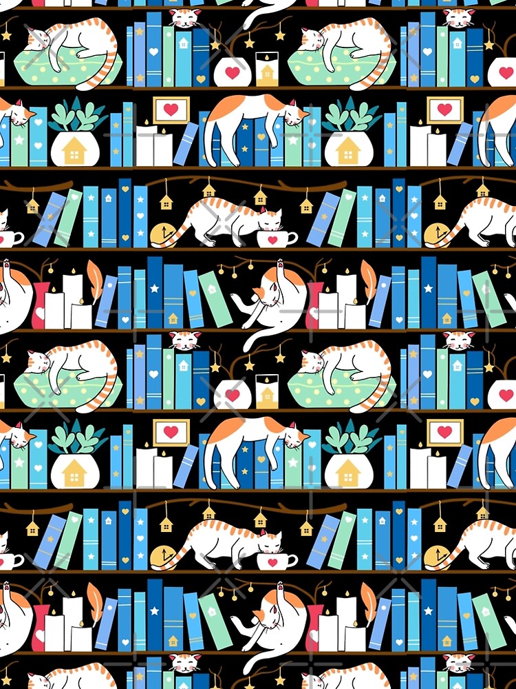 Library cats - turquoise morning by Elenanaylor