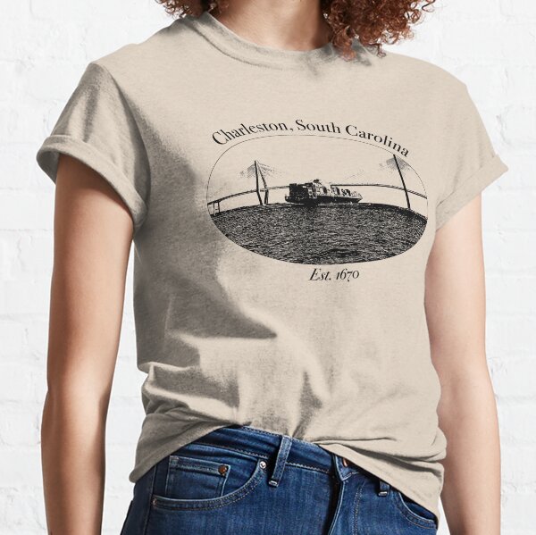 Womens Retro Charleston South Carolina Fishing V-Neck T-Shirt