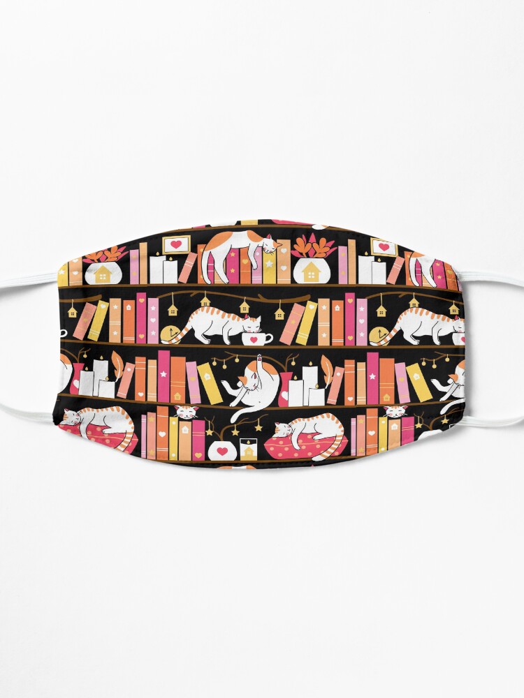 Alternate view of Library cats - rose pink Mask