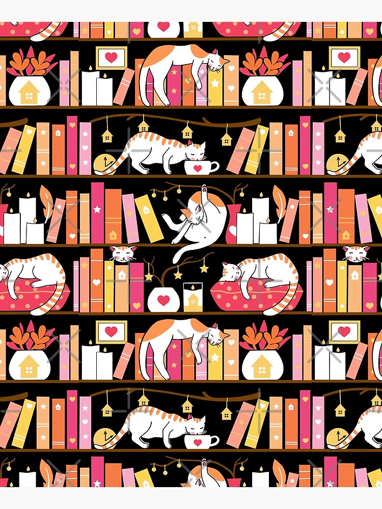 Library cats - rose pink by Elenanaylor
