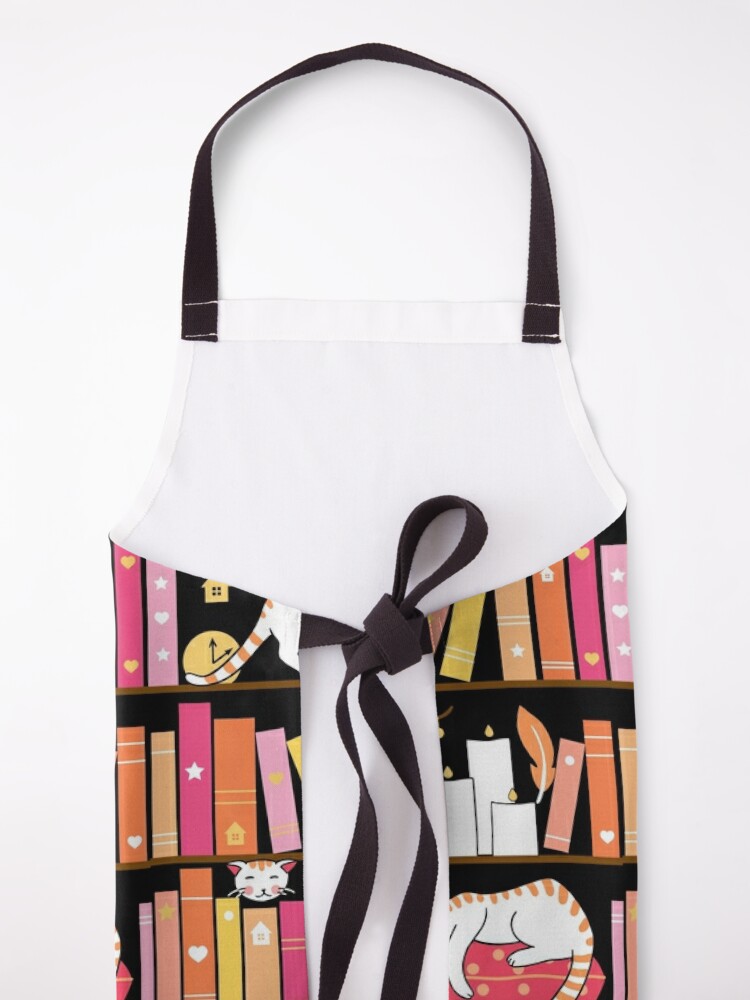 Alternate view of Library cats - rose pink Apron