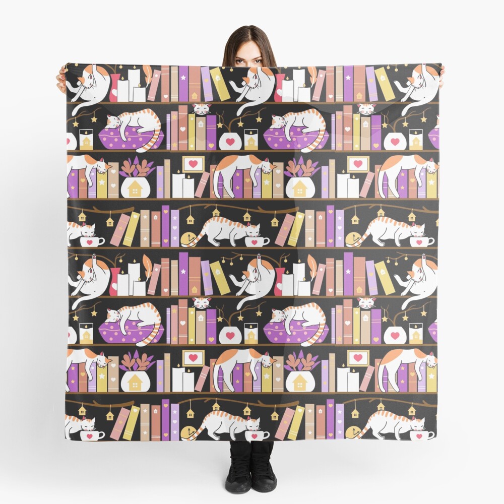 Library cats - dreamy violet Scarf
