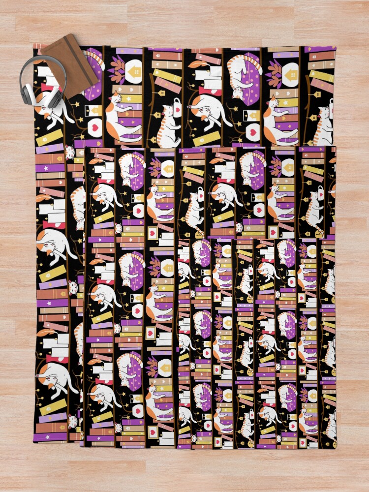 Alternate view of Library cats - dreamy violet Throw Blanket
