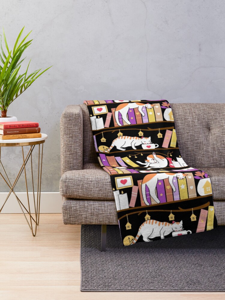 Alternate view of Library cats - dreamy violet Throw Blanket