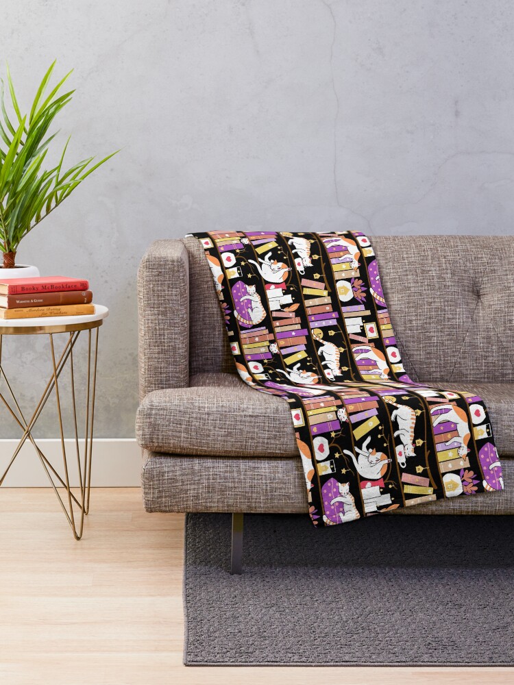 Alternate view of Library cats - dreamy violet Throw Blanket