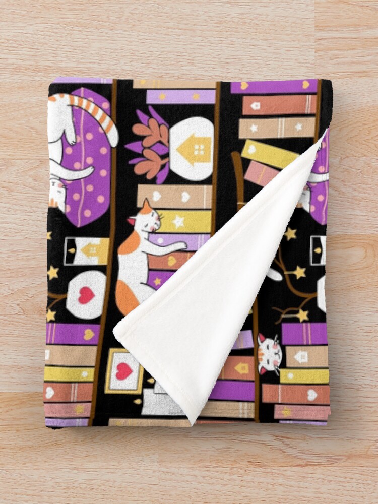 Alternate view of Library cats - dreamy violet Throw Blanket