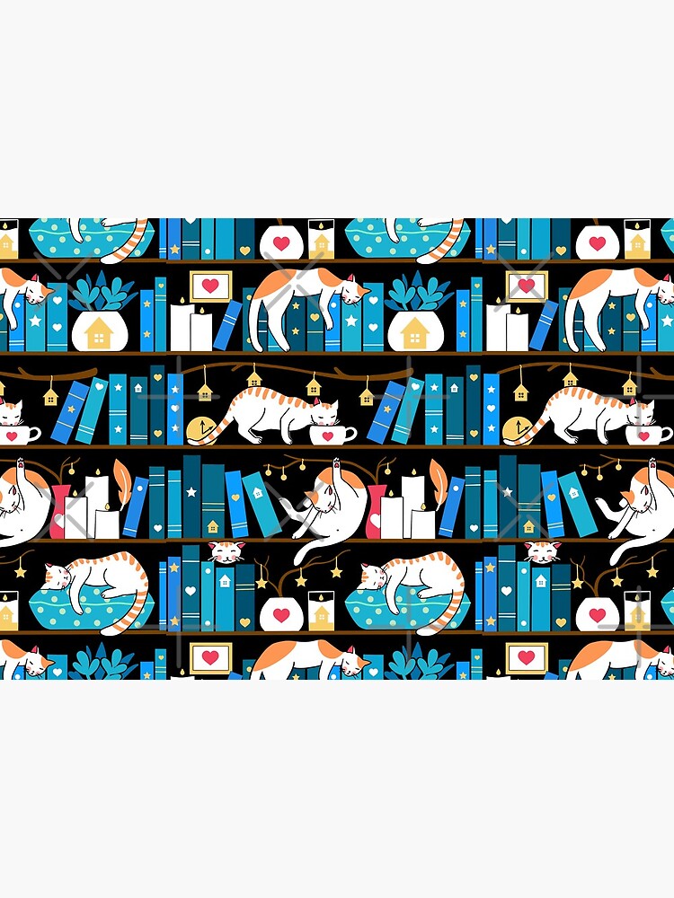 Library cats - ocean blue by Elenanaylor