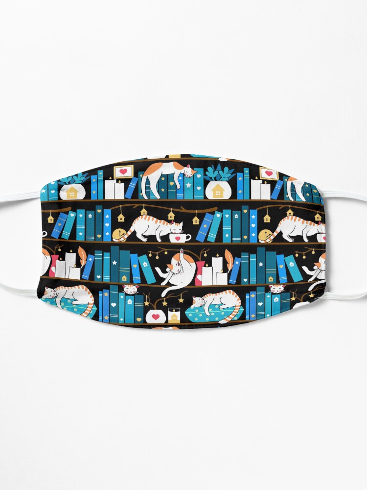 Alternate view of Library cats - ocean blue Mask
