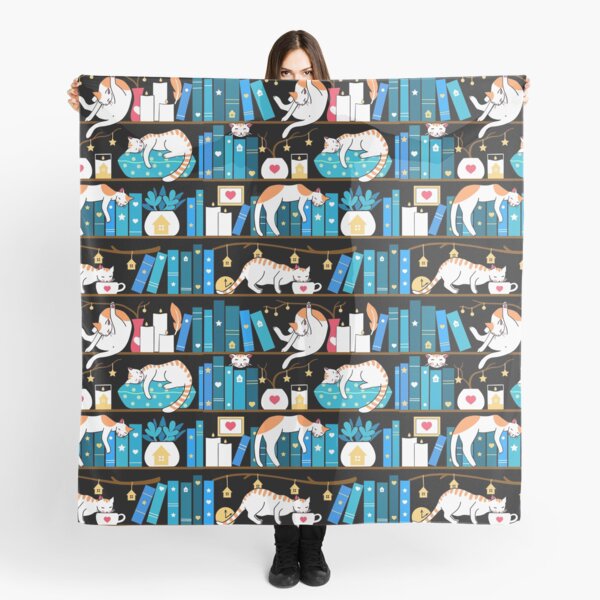 Library cats - ocean blue Scarf
