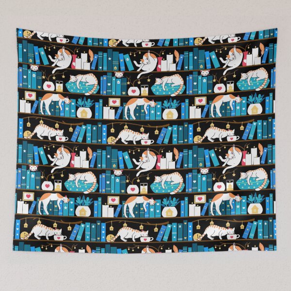 Item preview, Library cats - ocean blue designed and sold by Elenanaylor.