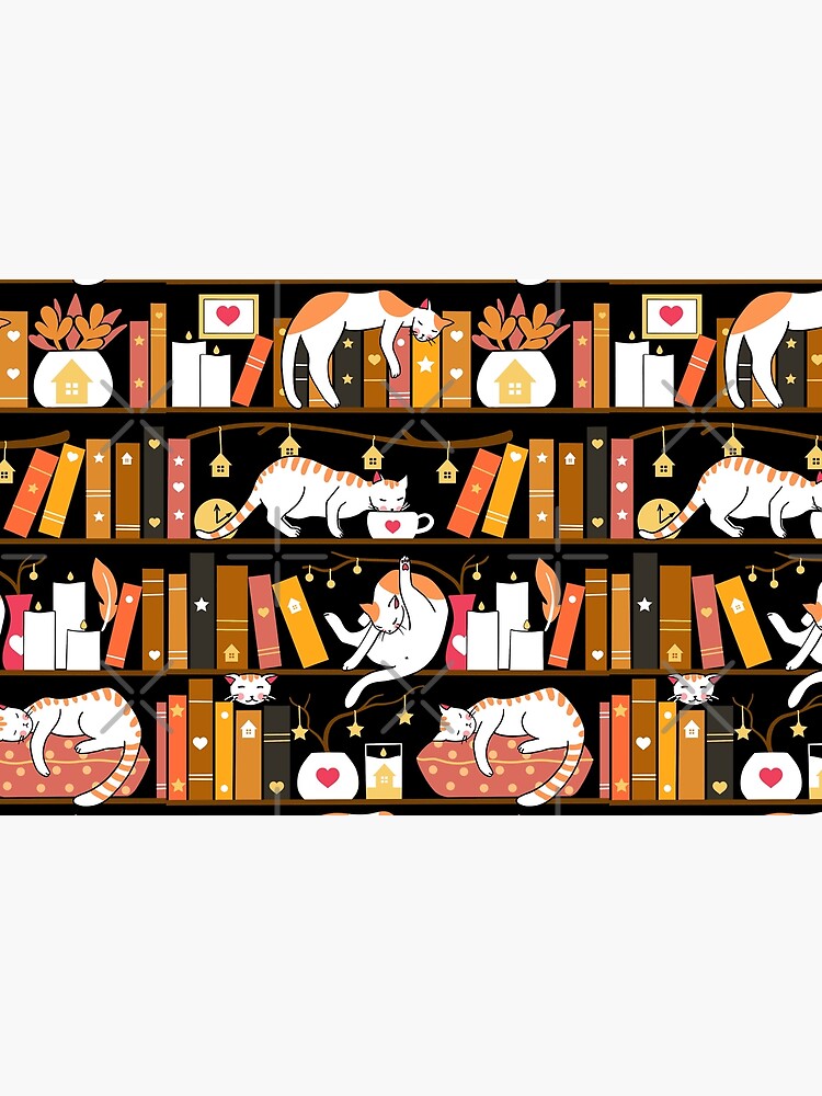 Library cats - terracotta mustard by Elenanaylor