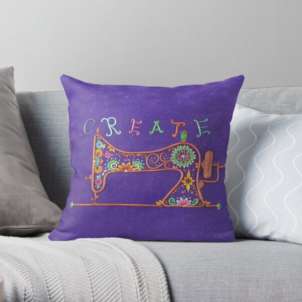 Create - Sewing Machine Art Throw Pillow