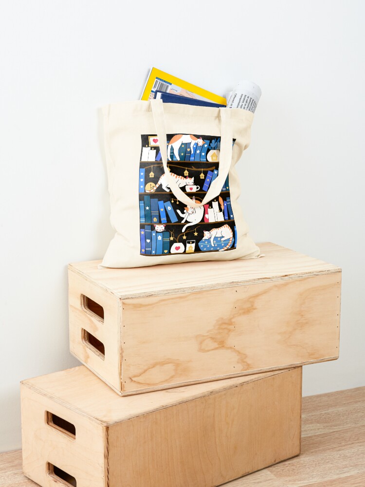Alternate view of Library cats - midnight blue Tote Bag