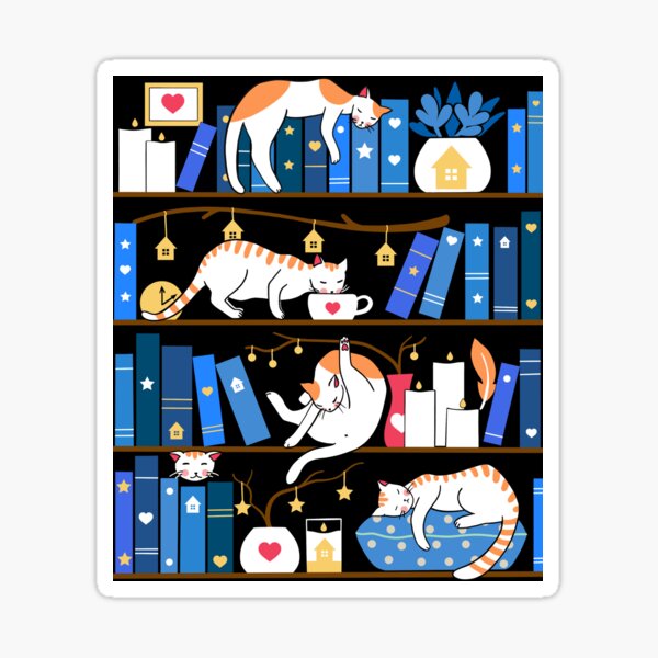 Item preview, Library cats - midnight blue designed and sold by Elenanaylor.