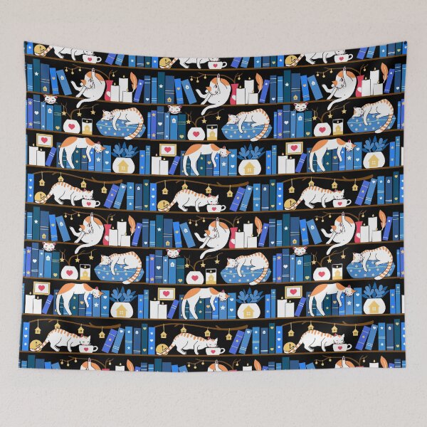 Item preview, Library cats - midnight blue designed and sold by Elenanaylor.