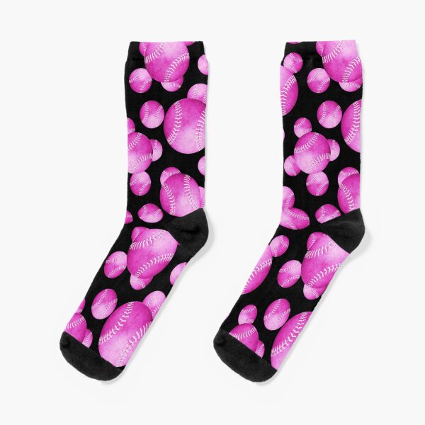 hot pink softballs pattern Socks