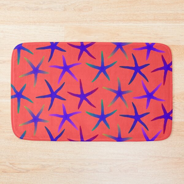Item preview, Colorful Blue Starfish Pattern (on red) designed and sold by Davey's Designs.