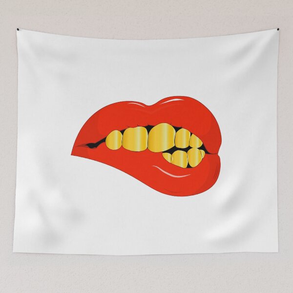 Item preview, Biting Red Lips With Golden Grillz designed and sold by Full Moon.