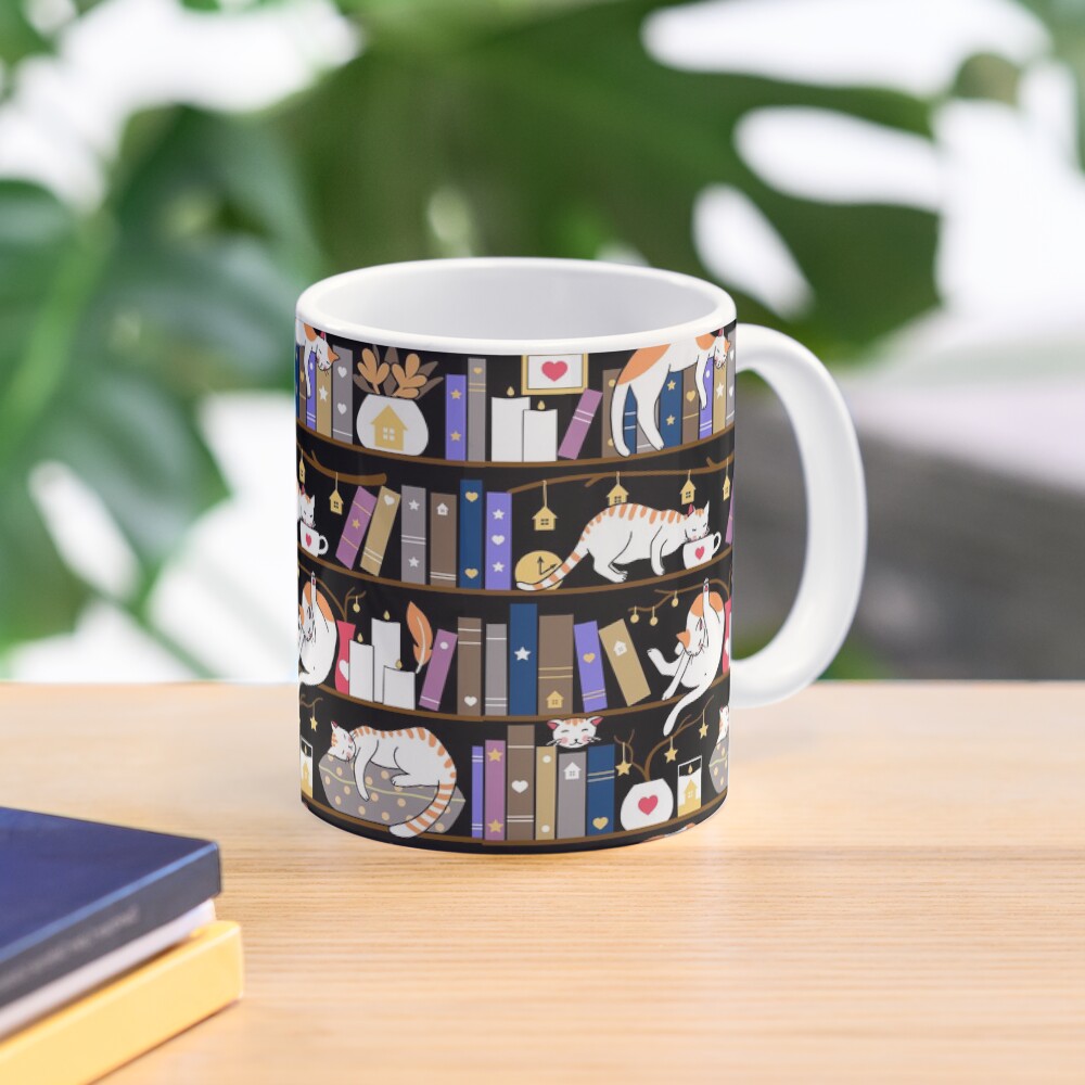 Library cats - fossil grey Mug