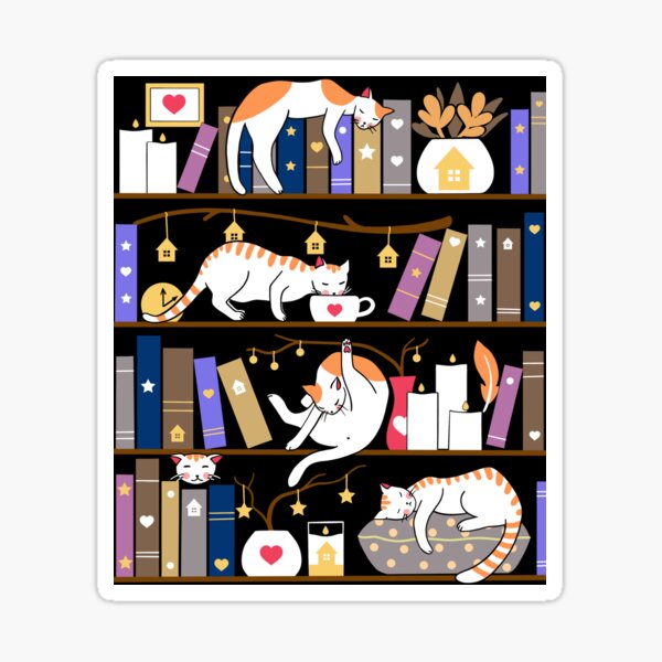 Library cats - fossil grey Sticker