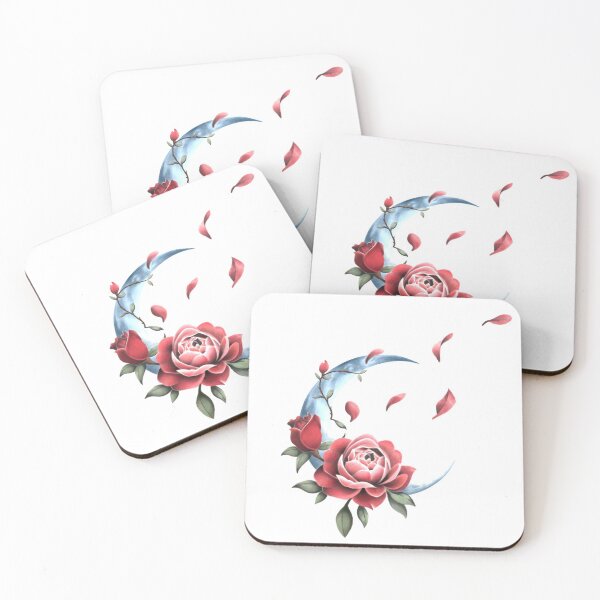 Item preview, Romantic Half Crescent Moon with Roses and Leaves designed and sold by Tyler Rosso.