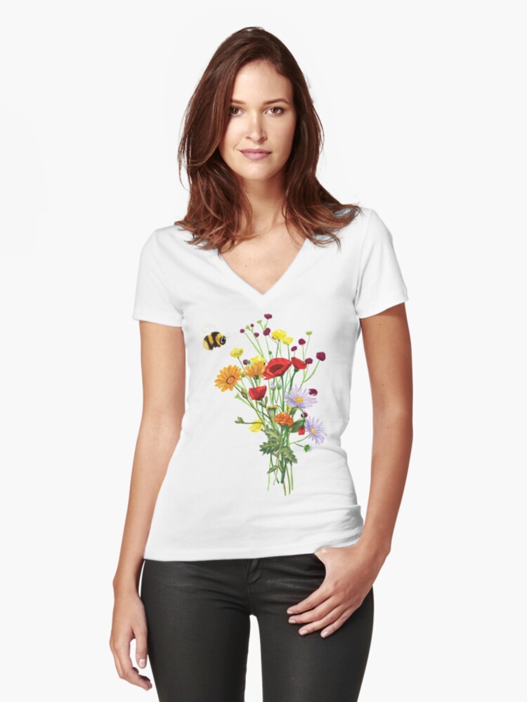 Thumbnail 1 of 3, Fitted V-Neck T-Shirt, A Bee Sees designed and sold by beccajemz.