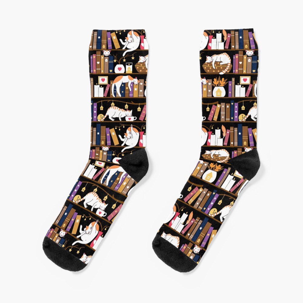 Library cats - caramel chocolate Socks