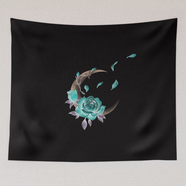Item preview, Romantic Half Crescent Moon with Roses and Leaves designed and sold by Tyler Rosso.
