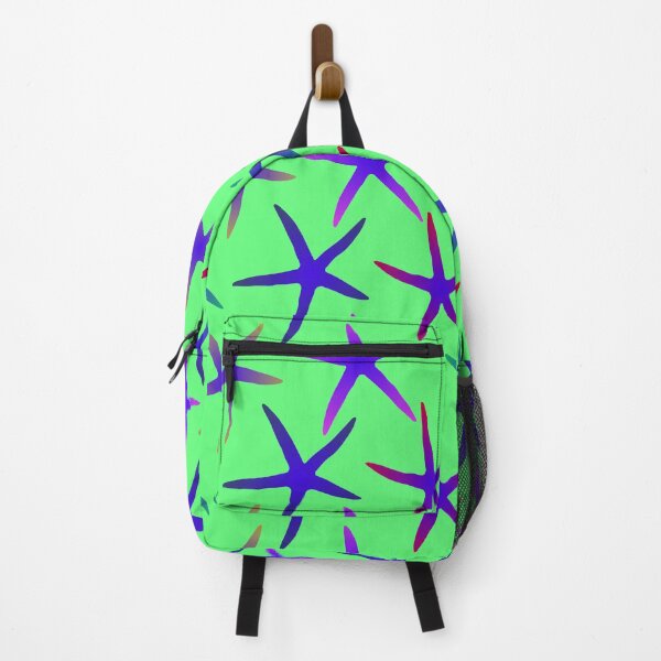 Item preview, Colorful Blue Starfish Pattern (on green) designed and sold by Davey's Designs.