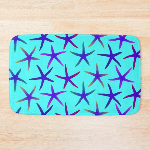Item preview, Colorful Blue Starfish Pattern (on teal) designed and sold by Davey's Designs.
