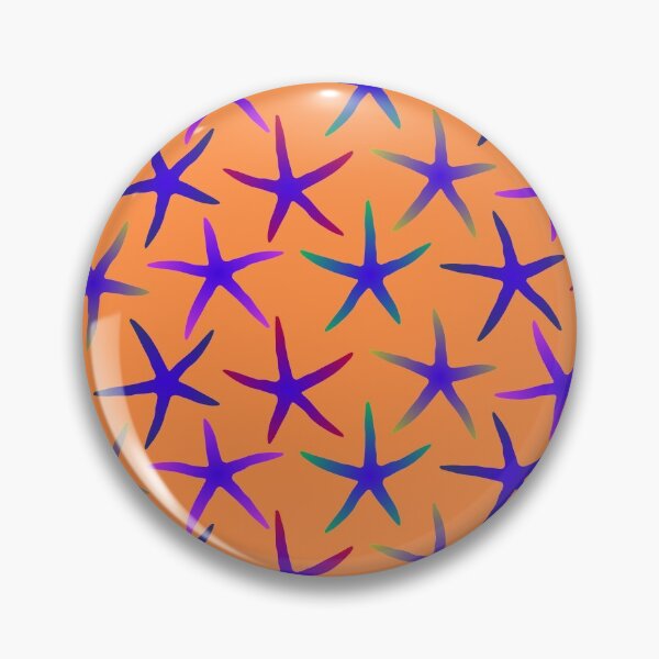 Item preview, Colorful Blue Starfish Pattern (on orange) designed and sold by Davey's Designs.
