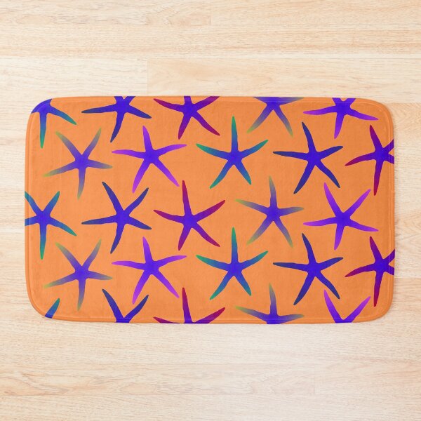 Item preview, Colorful Blue Starfish Pattern (on orange) designed and sold by Davey's Designs.