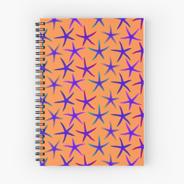 Item preview, Colorful Blue Starfish Pattern (on orange) designed and sold by Davey's Designs.
