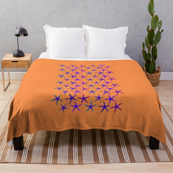 Item preview, Colorful Blue Starfish Pattern (on orange) designed and sold by Davey's Designs.