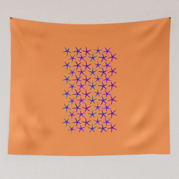 Item preview, Colorful Blue Starfish Pattern (on orange) designed and sold by Davey's Designs.