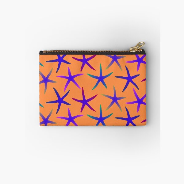 Item preview, Colorful Blue Starfish Pattern (on orange) designed and sold by Davey's Designs.