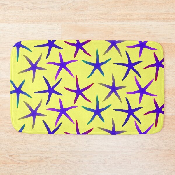 Item preview, Colorful Blue Starfish Pattern (on yellow) designed and sold by Davey's Designs.