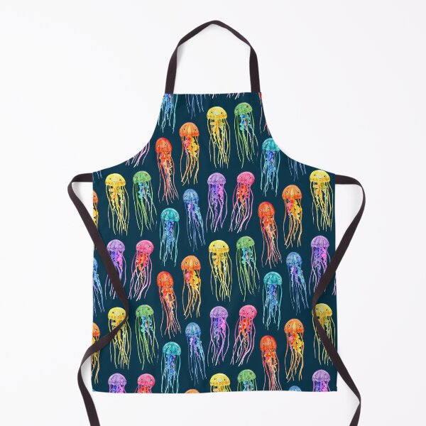 Item preview, Rainbow Watercolor Jellies on Dark Teal designed and sold by micklyn.