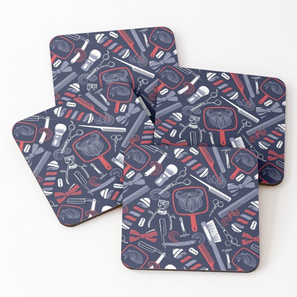 Item preview, Shear shave shine // midnight blue background red white and blue vintage barber shop tools designed and sold by SelmaCardoso.
