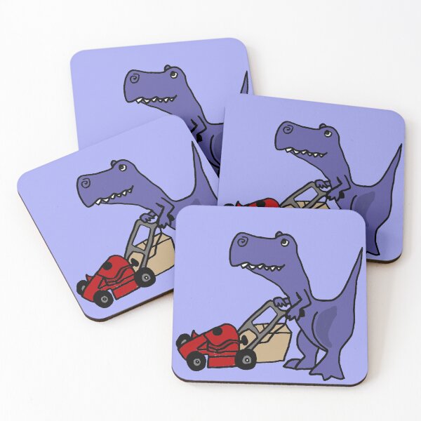 Item preview, Funny T-rex Dinosaur Mowing Lawn designed and sold by Nature's Fancy.