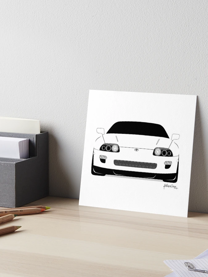 MK4 Toyota Supra Line Art Art Board Print