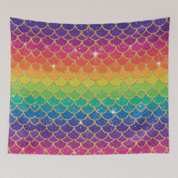 Aperçu de l'œuvre Écailles de sirène scintillantes arc-en-ciel créée et vendue par TopDesignArt.
